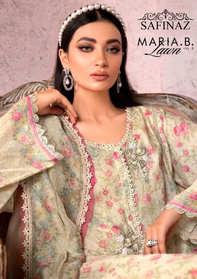 MARIA.B. VOL-8 BY SAFINAZ 1213 TO 1216 SERIES PAKISTANI WEAR COLLECTION BEAUTIFUL STYLISH FANCY COLORFUL PARTY WEAR & OCCASIONAL WEAR PURE COTTON LAWN WITH EMBROIDERED DRESSES AT WHOLESALE PRICE