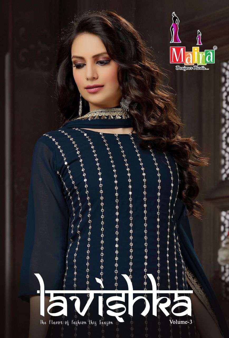 LAVISHKA VOL-3 BY MAIRA 3001 TO 3006 SERIES BEAUTIFUL SHARARA SUITS COLORFUL STYLISH FANCY CASUAL WEAR & ETHNIC WEAR HEAVY BLOOMING GEORGETTE DRESSES AT WHOLESALE PRICE