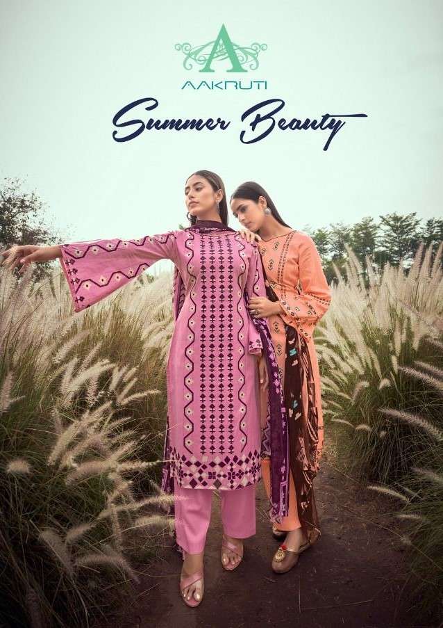 SUMMER BEAUTY BY AAKRUTI 101 TO 10008 SERIES BEAUTIFUL SUITS COLORFUL STYLISH FANCY CASUAL WEAR & ETHNIC WEAR PURE CAMBRIC COTTON PRINT DRESSES AT WHOLESALE PRICE