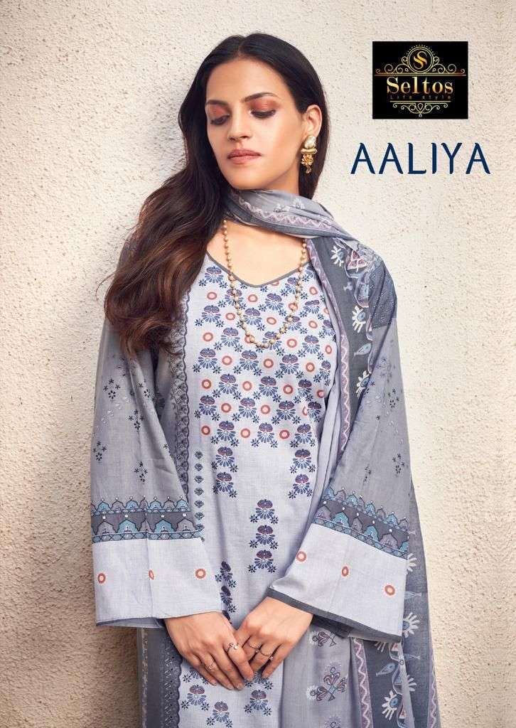 AALIYA BY SELTOS 78001 TO 78008 SERIES BEAUTIFUL SUITS COLORFUL STYLISH FANCY CASUAL WEAR & ETHNIC WEAR PURE CAMBRIC DIGITAL PRINT DRESSES AT WHOLESALE PRICE
