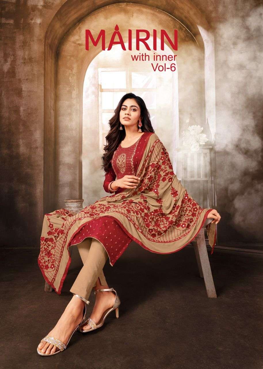 MAIRIN VOL_6 BY KAPIL TRENDZ 33001 TO 33012 SERIES BEAUTIFUL SUITS COLORFUL STYLISH FANCY CASUAL WEAR & ETHNIC WEAR MODAL DRESSES AT WHOLESALE PRICE