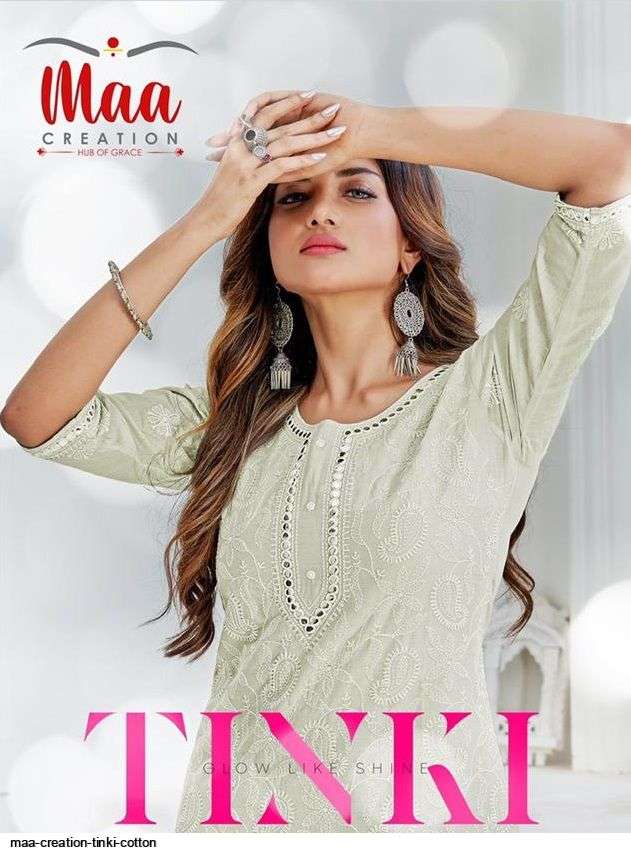 TINKI BY MAA CREATION 3001 TO 3004 SERIES DESIGNER STYLISH FANCY COLORFUL BEAUTIFUL PARTY WEAR & ETHNIC WEAR COLLECTION COTTON EMBROIDERED KURTIS AT WHOLESALE PRICE