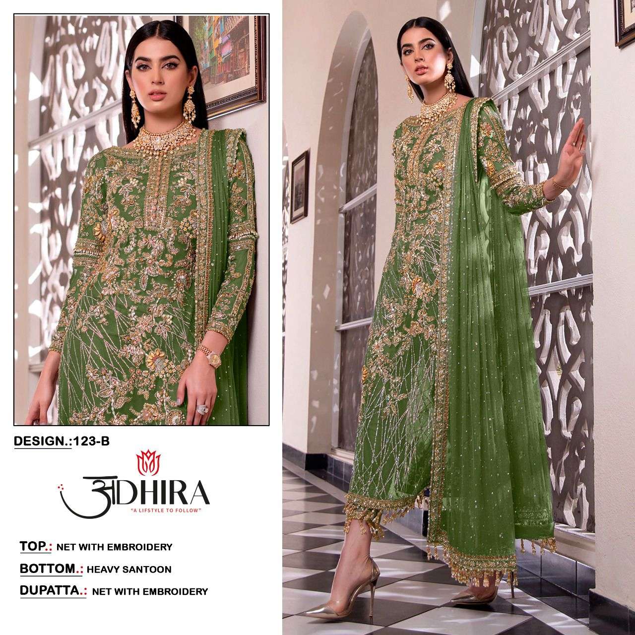 ADHIRA 123 COLOURS BY ADHIRA 123-A TO 123-D SERIES DESIGNER PAKISTANI SUITS BEAUTIFUL STYLISH FANCY COLORFUL PARTY WEAR & OCCASIONAL WEAR NET DRESSES AT WHOLESALE PRICE