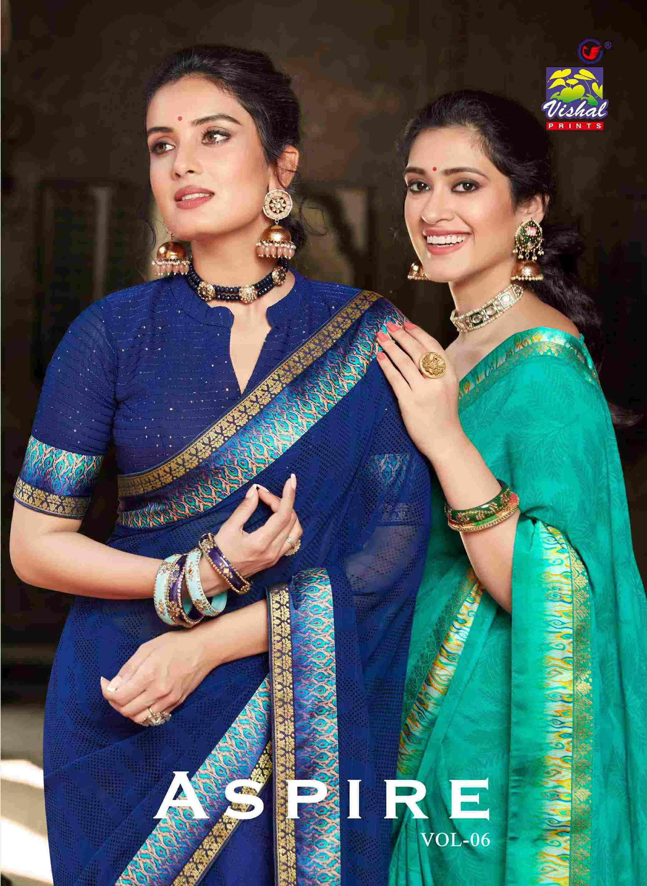 ASPIRE VOL-6 BY VISHAL PRINTS 41481 TO 41492 SERIES INDIAN TRADITIONAL WEAR COLLECTION BEAUTIFUL STYLISH FANCY COLORFUL PARTY WEAR & OCCASIONAL WEAR FANCY SAREES AT WHOLESALE PRICE