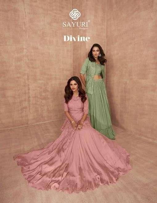 Divine By Sayuri 9508 To 9512 Series Designer Stylish Fancy Colorful Beautiful Party Wear & Ethnic Wear Collection Chinnon Kurtis With Bottom At Wholesale Price