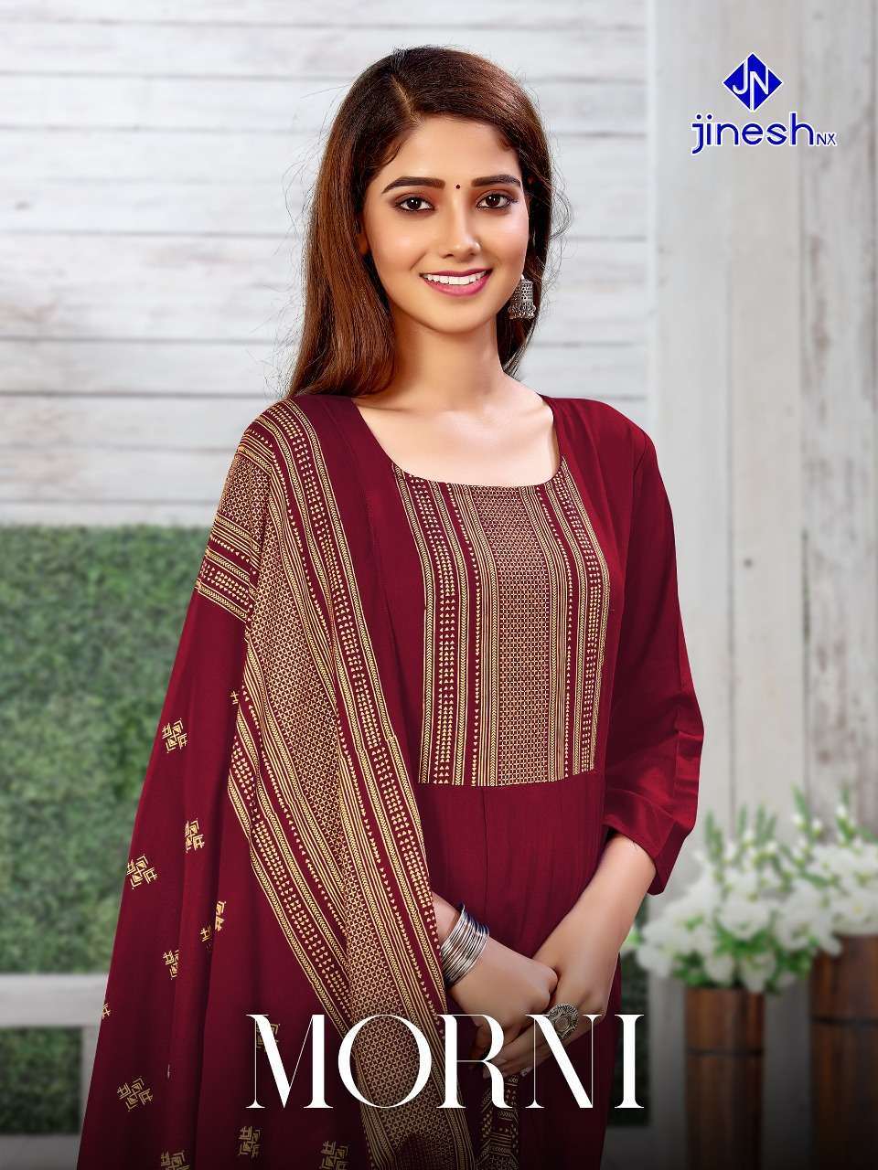 MORNI BY JINESH NX 1001 TO 1008 SERIES BEAUTIFUL STYLISH FANCY COLORFUL CASUAL WEAR & ETHNIC WEAR RAYON PRINT GOWNS WITH DUPATTA AT WHOLESALE PRICE