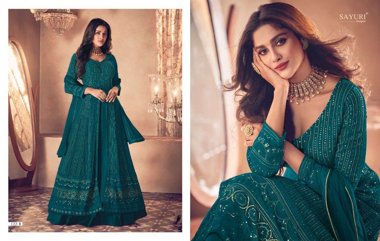 Noor Gold Plus By Sayuri 122-A To 122-E Series Beautiful Suits Colorful Stylish Fancy Casual Wear & Ethnic Wear Real Georgette Dresses At Wholesale Price