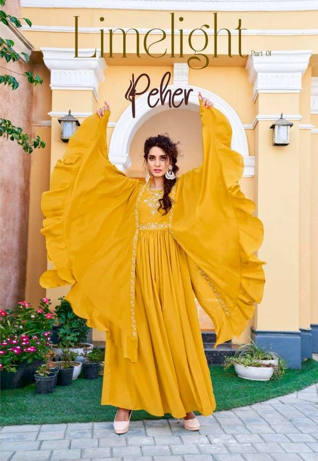LIMELIGHT BY FASHID WHOLESALE 1001 TO 1005 SERIES BEAUTIFUL STYLISH FANCY COLORFUL CASUAL WEAR & ETHNIC WEAR HEAVY GEORGETTE GOWNS AT WHOLESALE PRICE