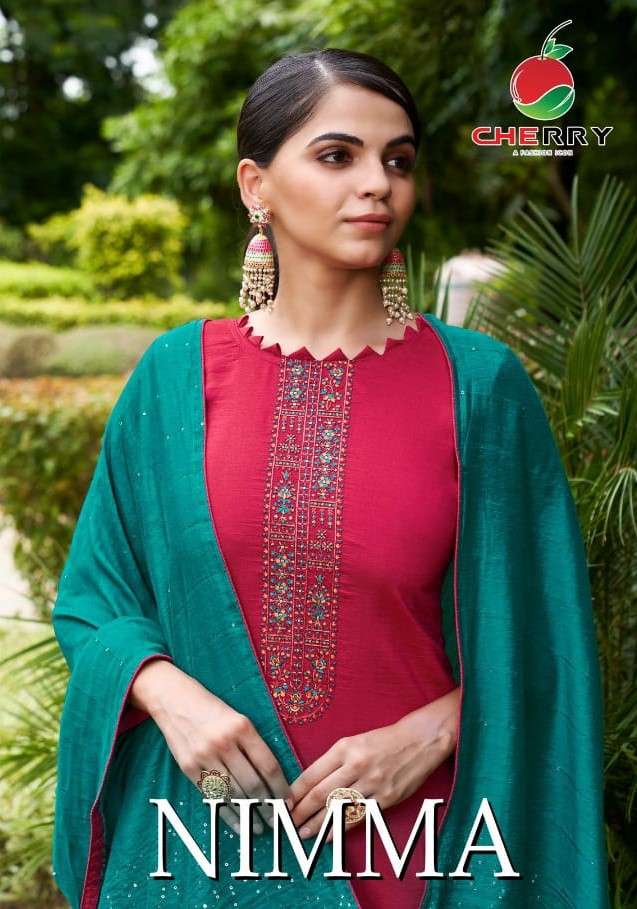 NIMMA BY CHERRY 401 TO 404 SERIES BEAUTIFUL SUITS COLORFUL STYLISH FANCY CASUAL WEAR & ETHNIC WEAR PURE SILK DRESSES AT WHOLESALE PRICE
