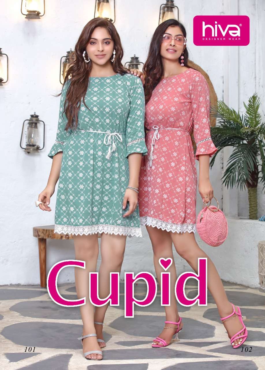 CUPID BY HIVA 101 TO 106 SERIES DESIGNER STYLISH FANCY COLORFUL BEAUTIFUL PARTY WEAR & ETHNIC WEAR COLLECTION RAYON PRINT TOPS AT WHOLESALE PRICE