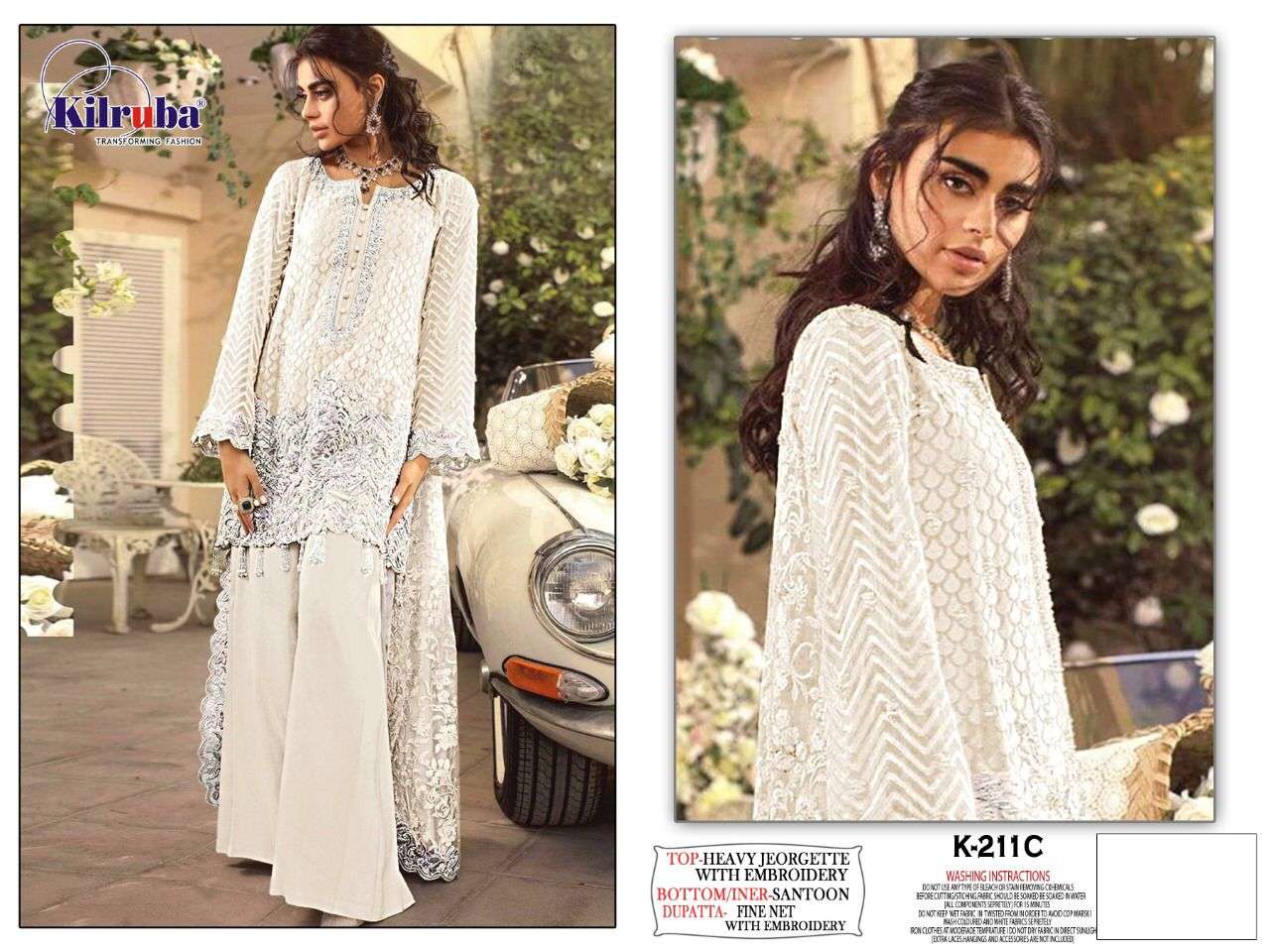 KILRUBA HIT DESIGN K-211 COLOURS BY KILRUBA K-211-B TO K-211-D SERIES DESIGNER FESTIVE PAKISTANI SUITS COLLECTION BEAUTIFUL STYLISH FANCY COLORFUL PARTY WEAR & OCCASIONAL WEAR GEORGETTE EMBROIDERED DRESSES AT WHOLESALE PRICE