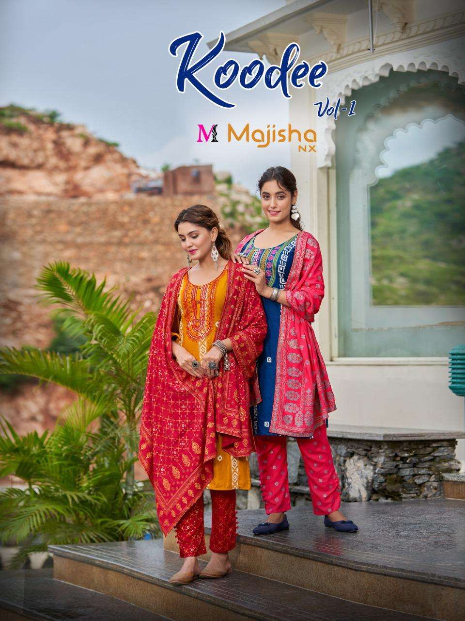 KOODEE VOL-1 BY MAJISHA NX 1001 TO 1008 SERIES BEAUTIFUL SUITS COLORFUL STYLISH FANCY CASUAL WEAR & ETHNIC WEAR PURE RAYON PRINT DRESSES AT WHOLESALE PRICE