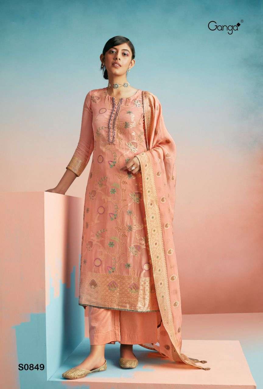Ganga Cotton printed and embroidery suit - Suvesa- women's clothing