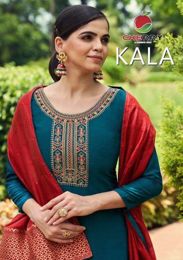 KALA BY CHERRY 51 TO 504 SERIES DESIGNER SUITS COLLECTION BEAUTIFUL STYLISH COLORFUL FANCY PARTY WEAR & OCCASIONAL WEAR PURE SILK DRESSES AT WHOLESALE PRICE