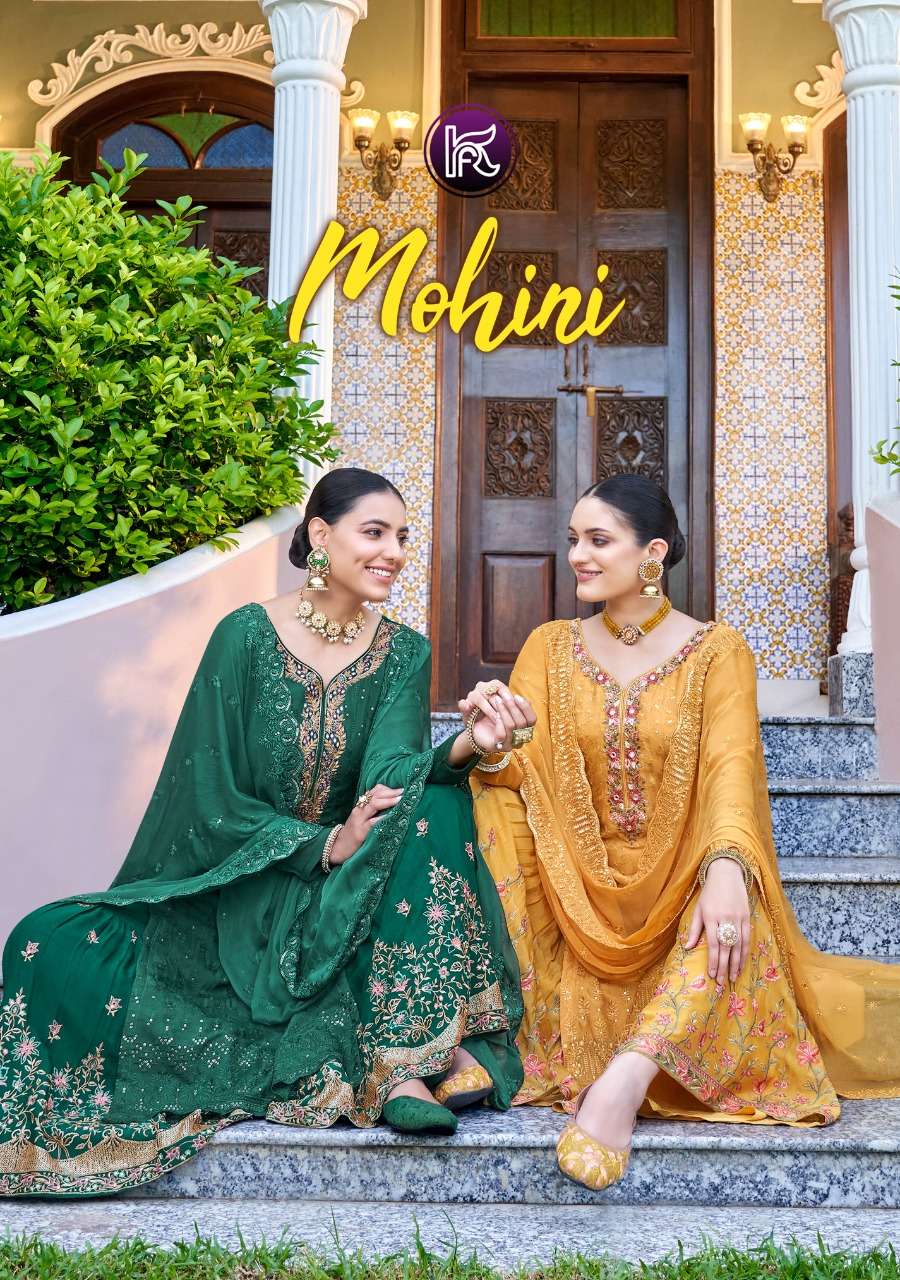 MOHINI BY KALA FASHION 4001 TO 4006 SERIES BEAUTIFUL STYLISH SUITS FANCY COLORFUL CASUAL WEAR & ETHNIC WEAR & READY TO WEAR PURE CHINNON DRESSES AT WHOLESALE PRICE