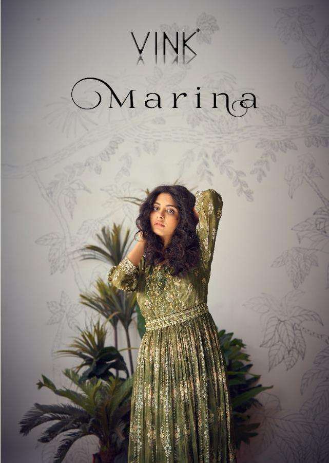 MARINA BY VINK 1691 TO 1696 SERIES BEAUTIFUL STYLISH FANCY COLORFUL CASUAL WEAR & ETHNIC WEAR PURE CHINNON CHIFFON GOWNS AT WHOLESALE PRICE