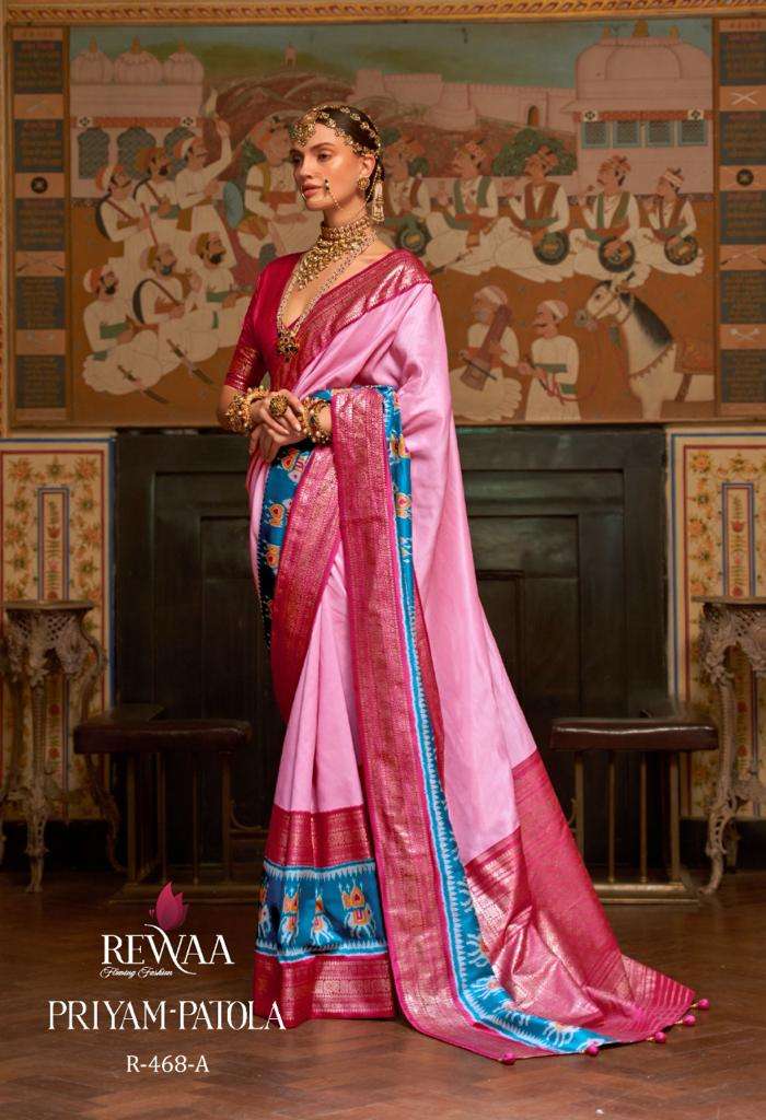 Priyam Patola By Rewaa 468 To 468-H Series Indian Traditional Wear Collection Beautiful Stylish Fancy Colorful Party Wear & Occasional Wear Pure Silk Sarees At Wholesale Price