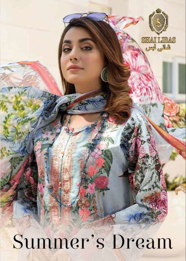 SUMMERS DREAM BY SHAI LIBAS 1001 TO 1005 SERIES BEAUTIFUL PAKISTANI SUITS COLORFUL STYLISH FANCY CASUAL WEAR & ETHNIC WEAR PURE CAMBRIC COTTON DIGITAL PRINT DRESSES AT WHOLESALE PRICE