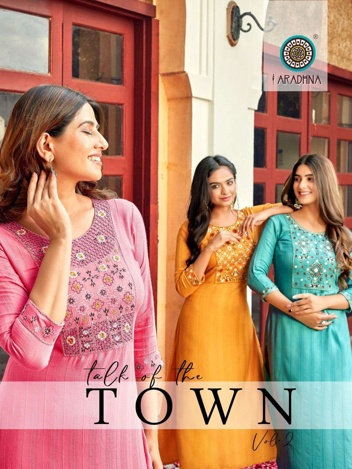 TALK OF THE TOWN VOL-2 BY ARADHNA FASHION 2001 TO 2006 SERIES DESIGNER STYLISH FANCY COLORFUL BEAUTIFUL PARTY WEAR & ETHNIC WEAR COLLECTION VISCOSE EMBROIDERED KURTIS AT WHOLESALE PRICE