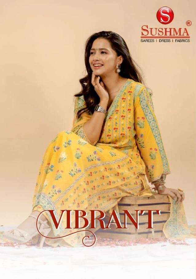 VIBRANT BY SUSHMA 60001 TO 60010 SERIES BEAUTIFUL SUITS STYLISH COLORFUL FANCY CASUAL WEAR & ETHNIC WEAR PURE CREPE DRESSES AT WHOLESALE PRICE