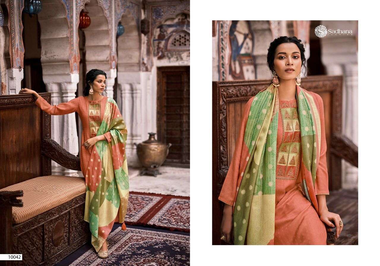 ISMAAL BY SADHANA FASHION 10041 TO 10048 SERIES BEAUTIFUL STYLISH SUITS FANCY COLORFUL CASUAL WEAR & ETHNIC WEAR & READY TO WEAR PURE PASHMINA PRINT DRESSES AT WHOLESALE PRICE