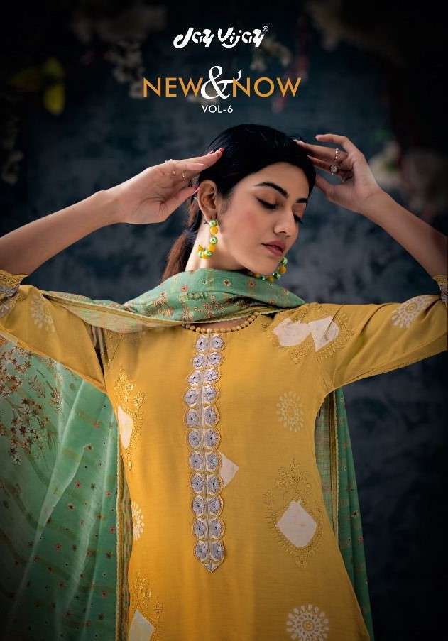 NEW AND NOW VOL-6 BY JAY VIJAY PRINTS 7081 TO 7090 SERIES DESIGNER SUITS BEAUTIFUL FANCY COLORFUL STYLISH PARTY WEAR & OCCASIONAL WEAR PURE SILK DRESSES AT WHOLESALE PRICE