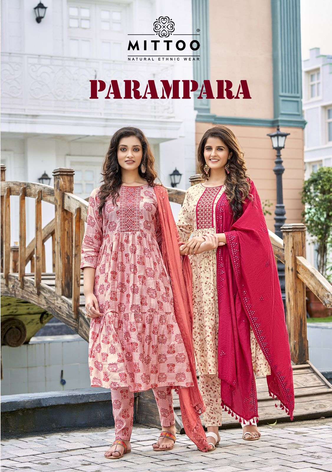 Parampara By Mittoo 3001 To 3004 Series Indian Traditional Wear Collection Beautiful Stylish Fancy Colorful Party Wear & Wear Viscose Chanderi Dress At Wholesale Price
