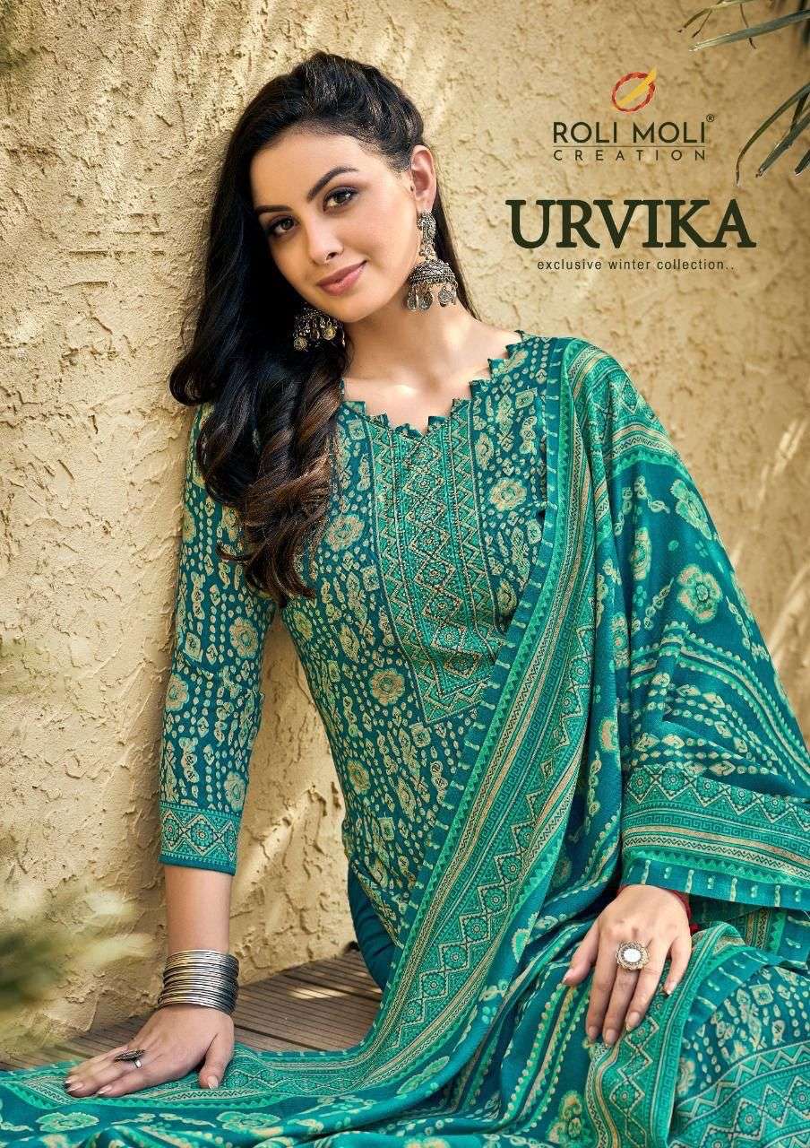 URVIKA BY ROLI MOLI 1001 TO 1008 SERIES SUITS BEAUTIFUL FANCY COLORFUL STYLISH PARTY WEAR & OCCASIONAL WEAR PURE PASHMINA PRINT DRESSES AT WHOLESALE PRICE