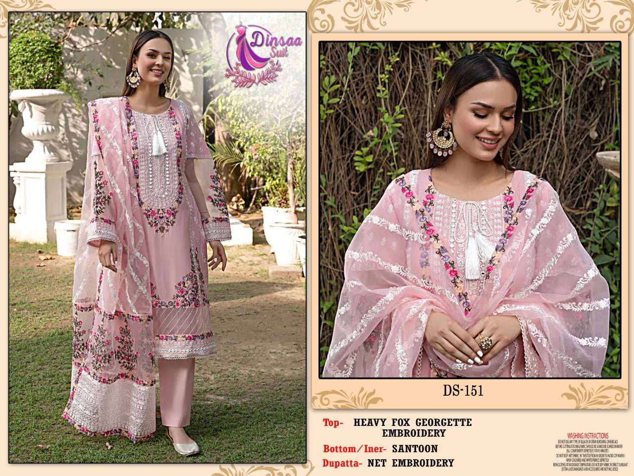Dinsaa Hit Design 151 By Dinsaa Suits Beautiful Pakistani Suits Colorful Stylish Fancy Casual Wear & Ethnic Wear Pure Faux Georgette Embroidered Dresses At Wholesale Price