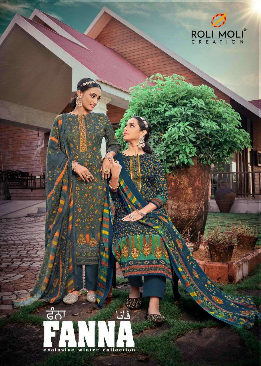 FANNA VOL-3 BY ROLI MOLI 2001 TO 2008 SERIES DESIGNER SUITS BEAUTIFUL FANCY COLORFUL STYLISH PARTY WEAR & OCCASIONAL WEAR PASHMINA JACQUARD PRINT DRESSES AT WHOLESALE PRICE