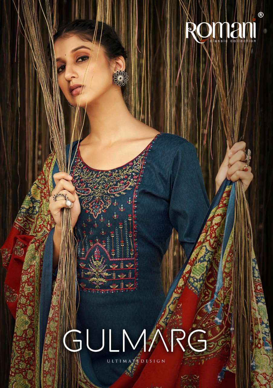 Gulmarg By Romani 1052-001 To 1052-010 Series Beautiful Festive Suits Stylish Fancy Colorful Casual Wear & Ethnic Wear Pure Pashmina Print Dresses At Wholesale Price