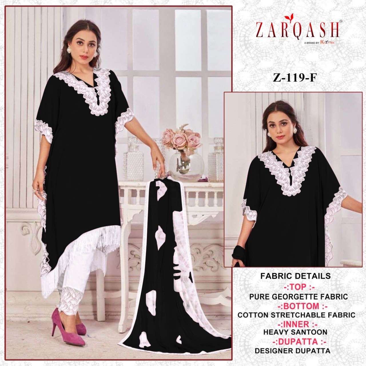 Zarqash Hit Design Z-119 Colours Vol-2 By Zarqash Z-119-E To Z-119-H Series Designer Festive Pakistani Suits Collection Beautiful Stylish Fancy Colorful Party Wear & Occasional Wear Faux Georgette Embroidered Dresses At Wholesale Price