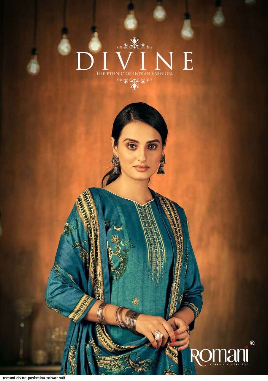 Divine By Romani 1062-001 To 1062-010 Series Beautiful Festive Suits Stylish Fancy Colorful Casual Wear & Ethnic Wear Pure Pashmina Print Dresses At Wholesale Price