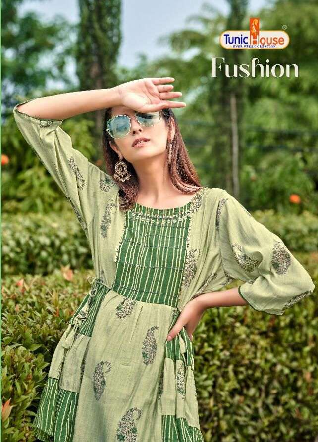 FUSHION BY TUNIC HOUSE 23001 TO 23004 SERIES DESIGNER STYLISH FANCY COLORFUL BEAUTIFUL PARTY WEAR & ETHNIC WEAR COLLECTION MUSLIN SILK TOPS WITH BOTTOM AT WHOLESALE PRICE