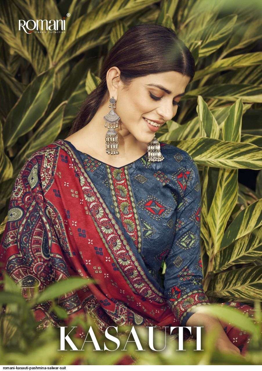 Kasauti By Romani 1065-001 To 1065-010 Series Beautiful Stylish Suits Fancy Colorful Casual Wear & Ethnic Wear & Ready To Wear Pure Pashmina Print Dresses At Wholesale Price