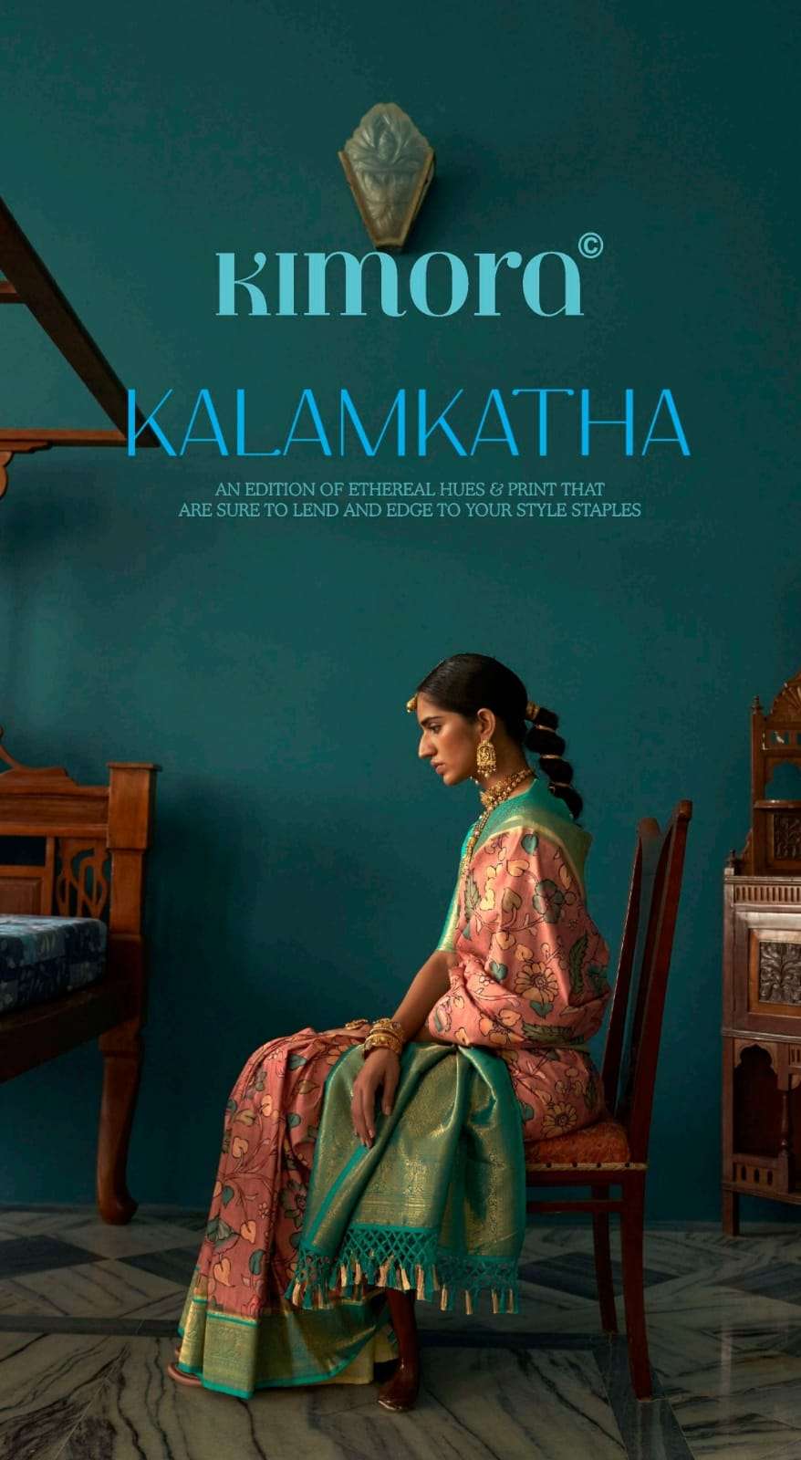 Kalamkatha By Kimora Fashion 2046 To 2050 Series Indian Traditional Wear Collection Beautiful Stylish Fancy Colorful Party Wear & Occasional Wear Tussar Silk Sarees At Wholesale Price