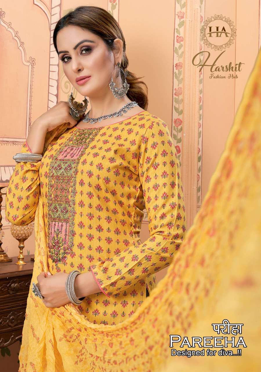 PAREEHA BY HARSHIT FASHION HUB 1035-001 TO 1035-008 SERIES BEAUTIFUL SUITS COLORFUL STYLISH FANCY CASUAL WEAR & ETHNIC WEAR VISCOSE RAYON DIGITAL PRINT DRESSES AT WHOLESALE PRICE