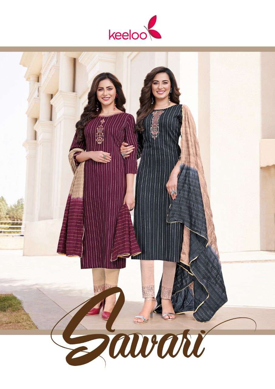 Sawari By Keeloo 1001 To 1006 Series Beautiful Suits Colorful Stylish Fancy Casual Wear & Ethnic Wear Viscose Strip Dresses At Wholesale Price