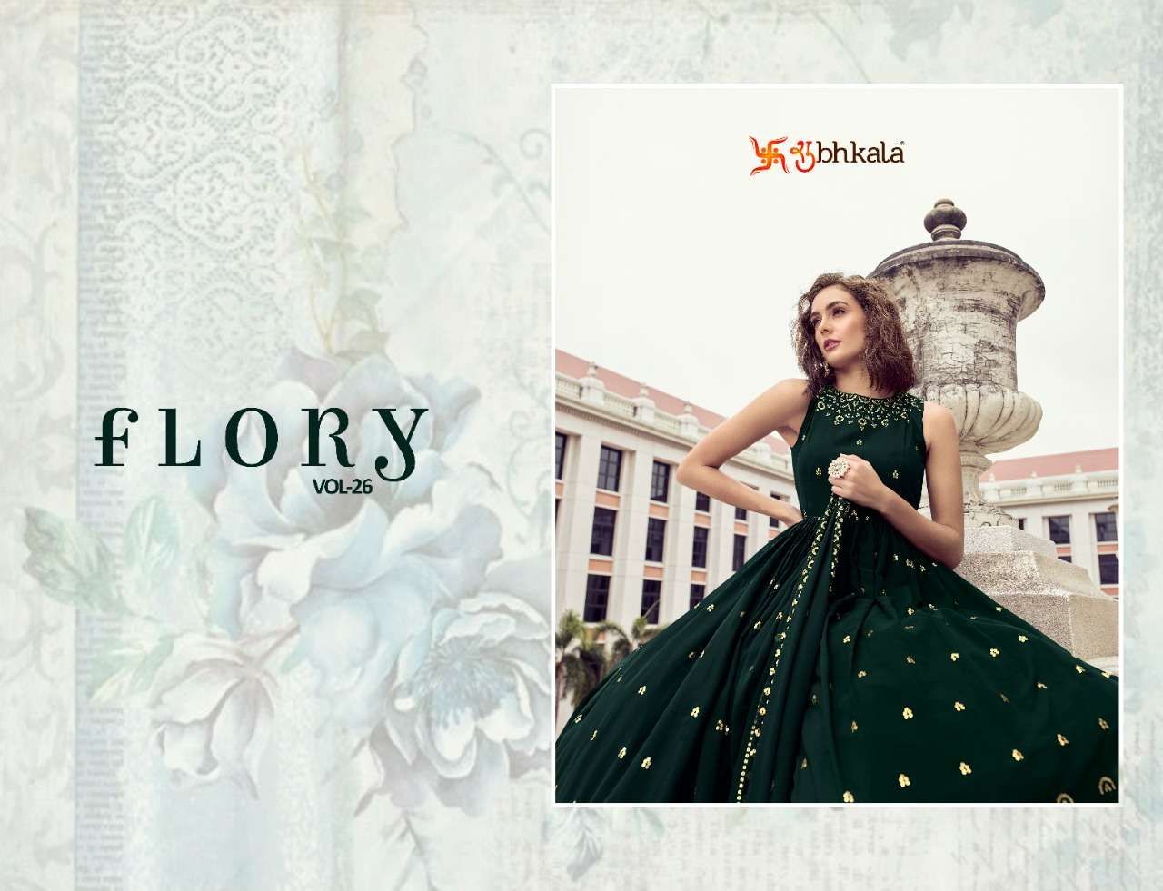 Flory Vol-26 By Shubhkala 4811 To 4817 Series Beautiful Stylish Fancy Colorful Casual Wear & Ethnic Wear Georgette/Viscose Silk Gowns With Dupatta At Wholesale Price