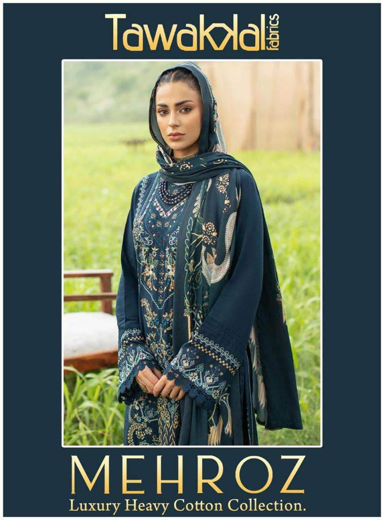 MEHROZ BY TAWAKKAL FAB 01 TO 10 SERIES BEAUTIFUL PAKISTANI SUITS COLORFUL STYLISH FANCY CASUAL WEAR & ETHNIC WEAR PURE COTTON DRESSES AT WHOLESALE PRICE