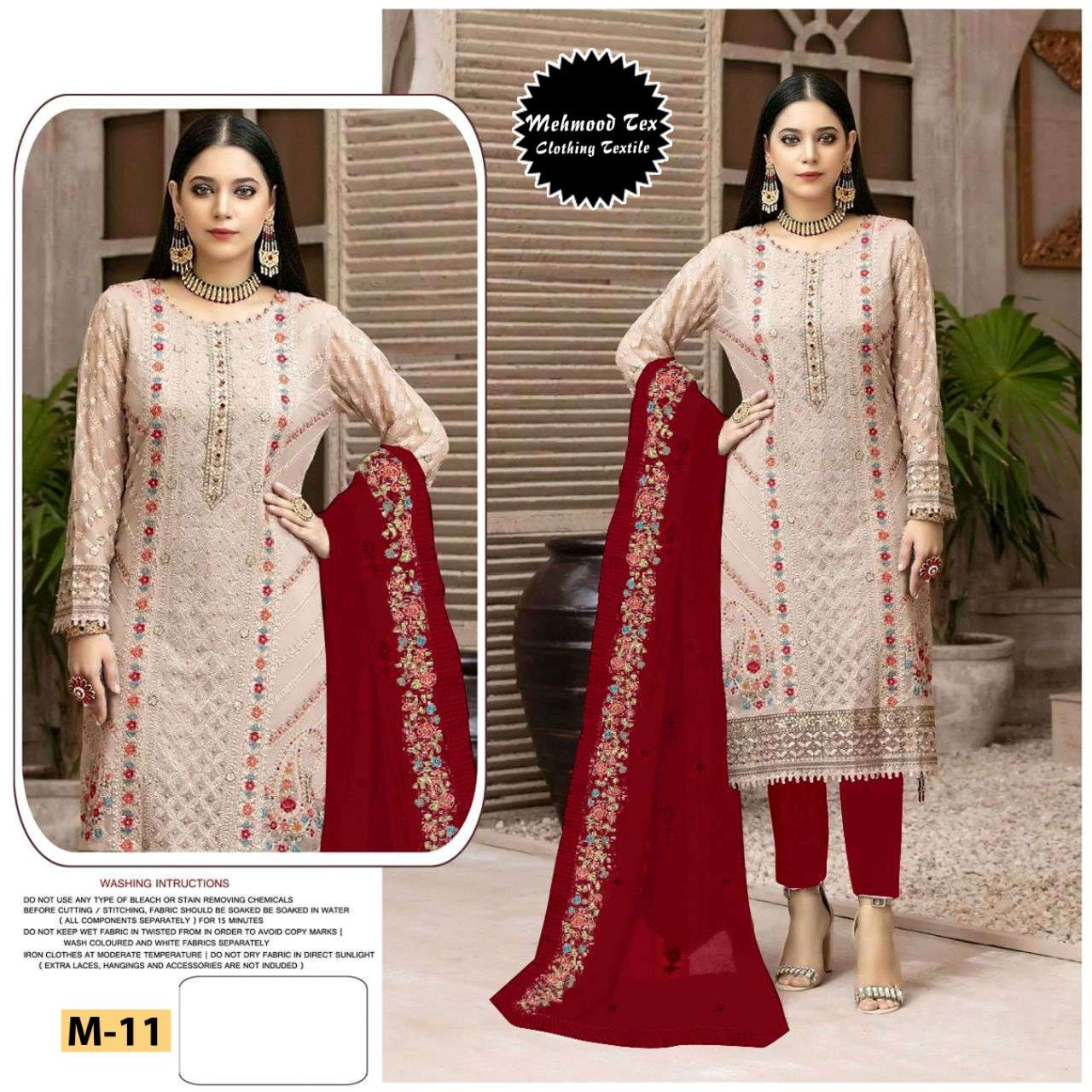 MEHMOOD HIT DESIGN M-11 BY MEHMOOD TEX BEAUTIFUL PAKISTANI SUITS COLORFUL STYLISH FANCY CASUAL WEAR & ETHNIC WEAR COTTON EMBROIDERED DRESSES AT WHOLESALE PRICE