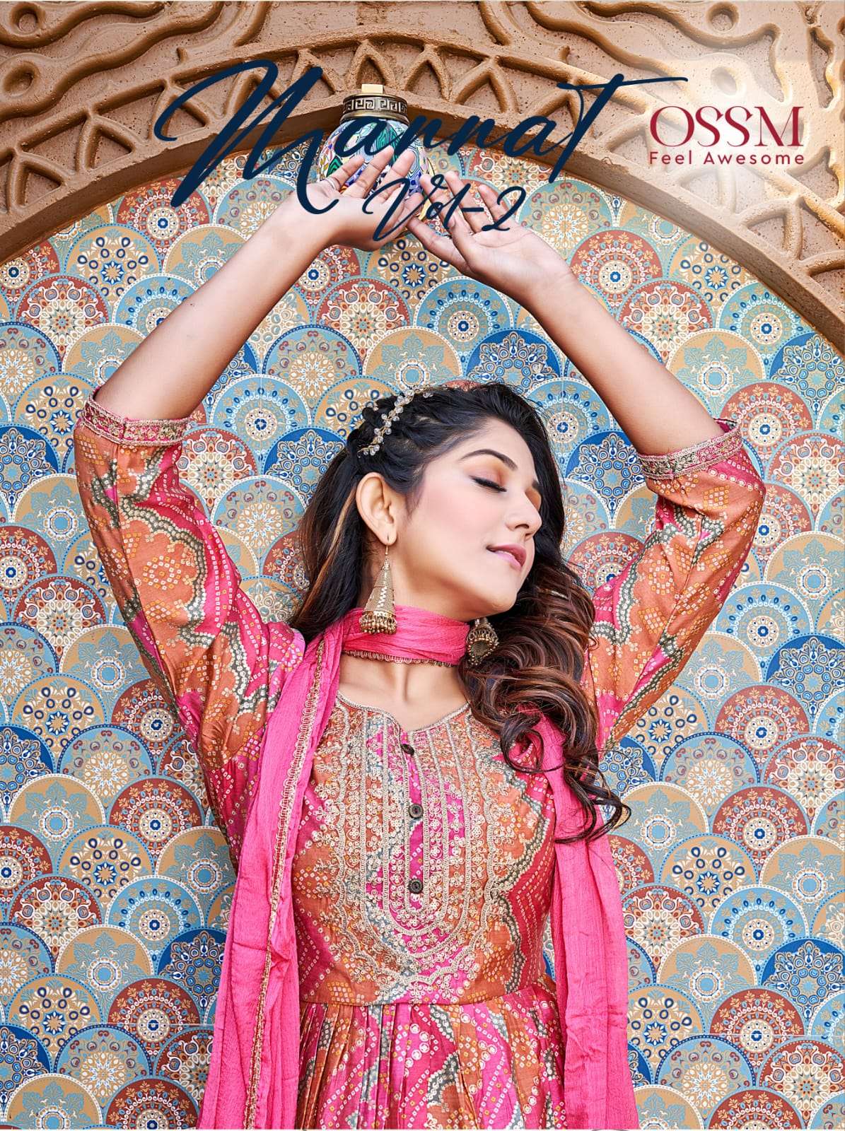 MANNAT VOL-2 BY OSSM 01 TO 06 SERIES BEAUTIFUL SUITS COLORFUL STYLISH FANCY CASUAL WEAR & ETHNIC WEAR CHANDERI FOIL PRINT DRESSES AT WHOLESALE PRICE