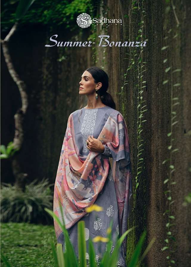 SUMMER BONANZA BY SADHANA FASHION 101 TO 110 SERIES BEAUTIFUL STYLISH SUITS FANCY COLORFUL CASUAL WEAR & ETHNIC WEAR & READY TO WEAR PURE JAM SILK EMBROIDERY DRESSES AT WHOLESALE PRICE