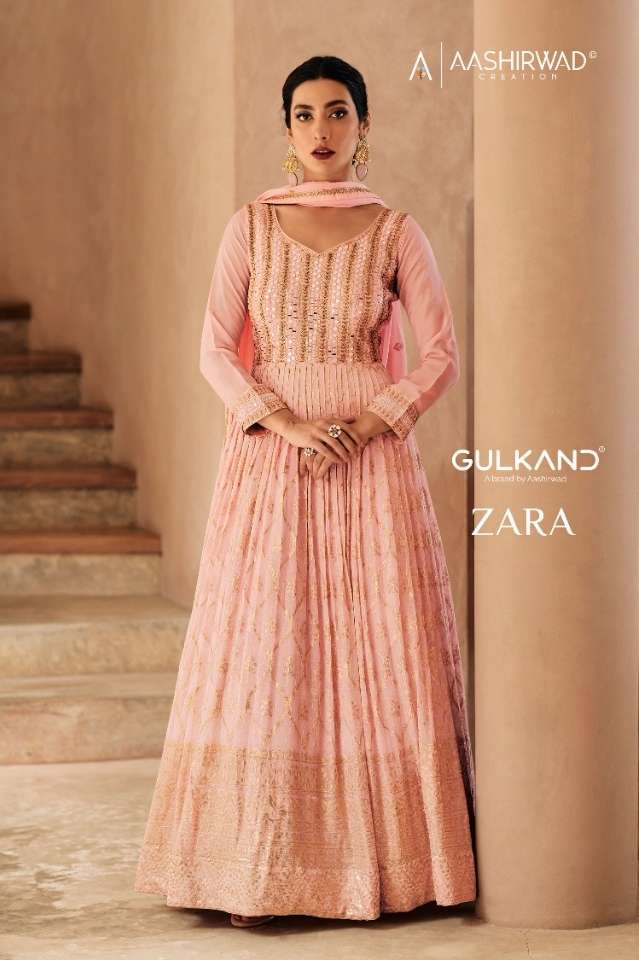 Zara By Aashirwad Creation 9438 To 9441 Series Beautiful Sharara Suits Colorful Stylish Fancy Casual Wear & Ethnic Wear Chinnon/Georgette Embroidered Dresses At Wholesale Price