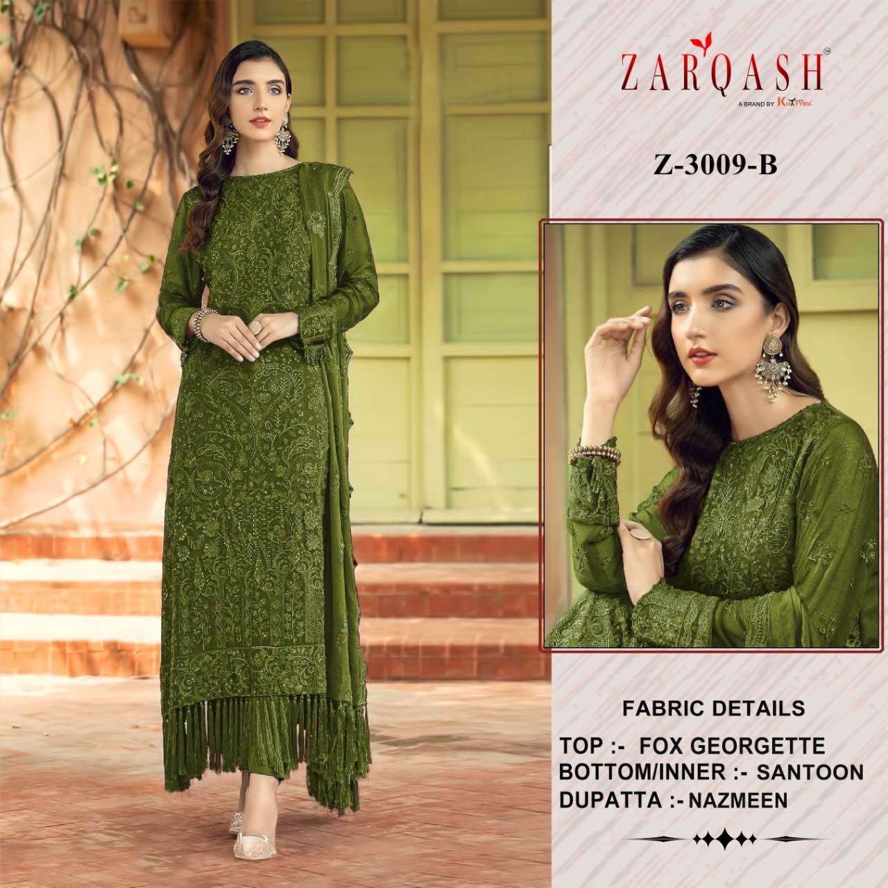 Zarqash Hit Design 3009 Colours Vol-2 By Zarqash 3009-A To 3009-D Series Designer Festive Pakistani Suits Collection Beautiful Stylish Fancy Colorful Party Wear & Occasional Wear Faux Georgette Embroidered Dresses At Wholesale Price