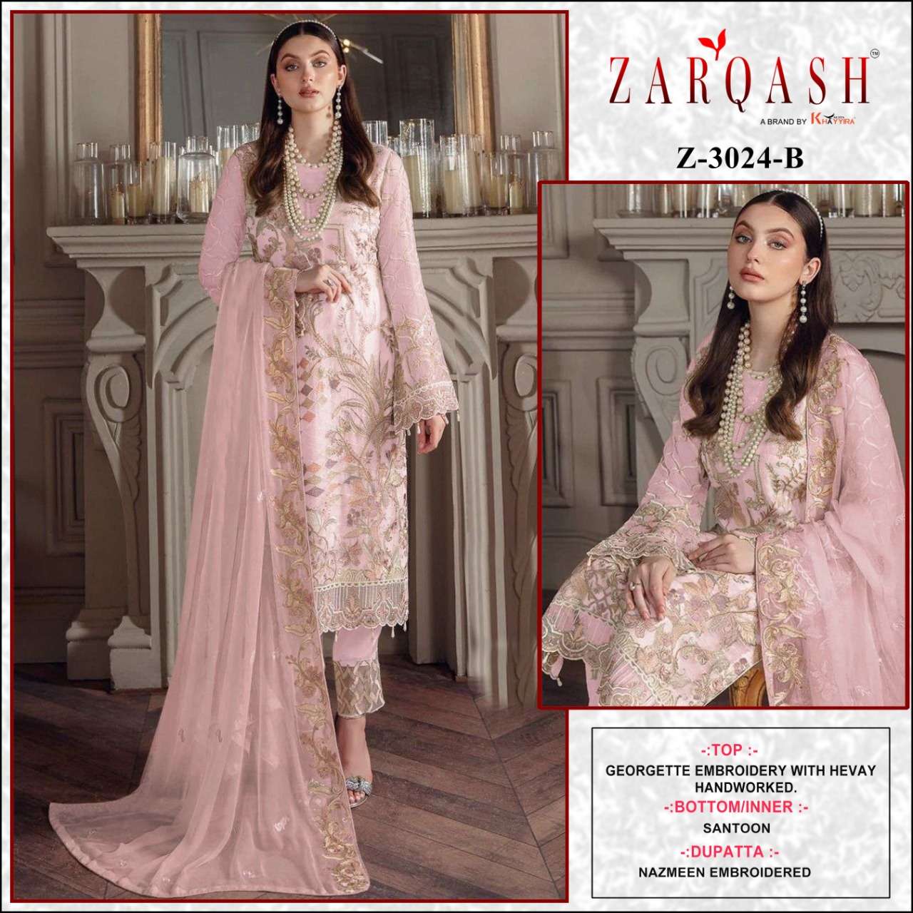 Zarqash Hit Design 3024 Colours By Zarqash 3024-A To 3024-D Series Beautiful Pakistani Suits Colorful Stylish Fancy Casual Wear & Ethnic Wear Heavy Georgette Dresses At Wholesale Price