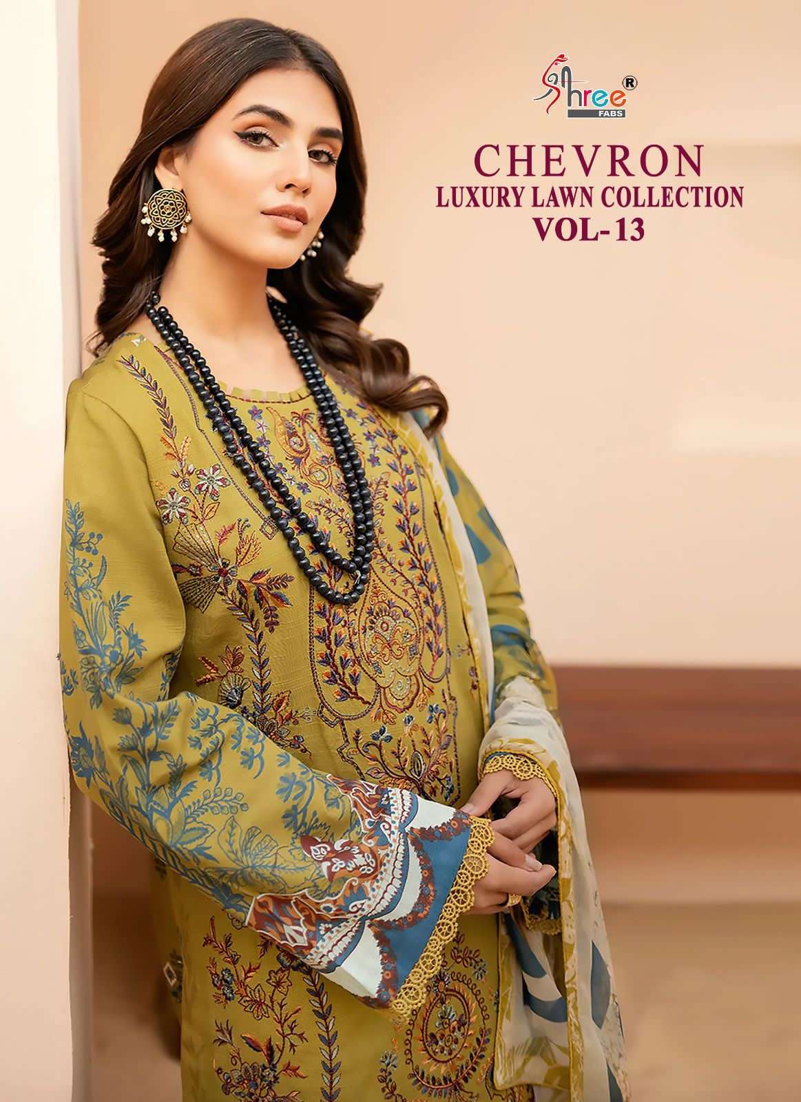 Chevron Luxury Lawn Collection Vol-13 By Shree Fabs 2527 To 2531 Series S Pakistani Suits Beautiful Fancy Colorful Stylish Party Wear & Occasional Wear Pure Cotton Print With Embroidery Dresses At Wholesale Price
