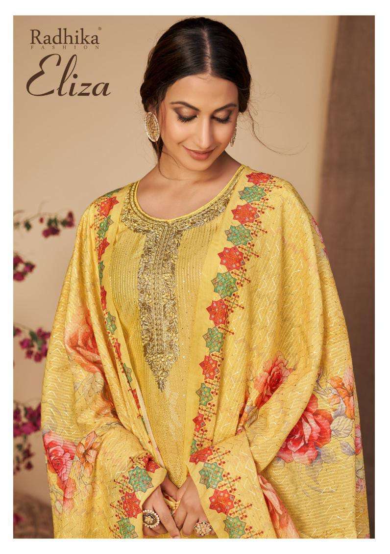 Eliza By Radhika Fashion 26001 To 26004 Series Beautiful Festive Suits Stylish Fancy Colorful Casual Wear & Ethnic Wear Pure Viscose Modal Chanderi Print Dresses At Wholesale Price