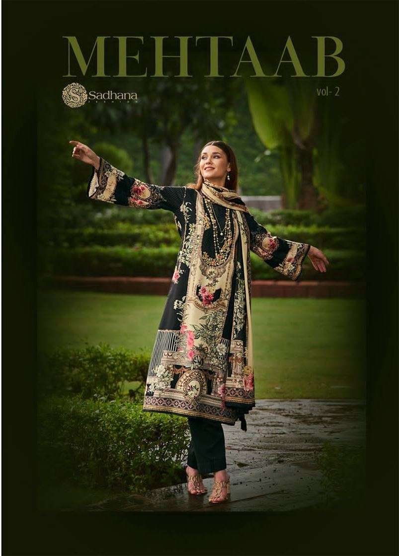MEHTAB VOL-2 BY SADHANA FASHION 201 TO 208 SERIES BEAUTIFUL STYLISH FESTIVE SUITS FANCY COLORFUL CASUAL WEAR & ETHNIC WEAR & READY TO WEAR PURE JAM COTTON EMBROIDERY DRESSES AT WHOLESALE PRICE