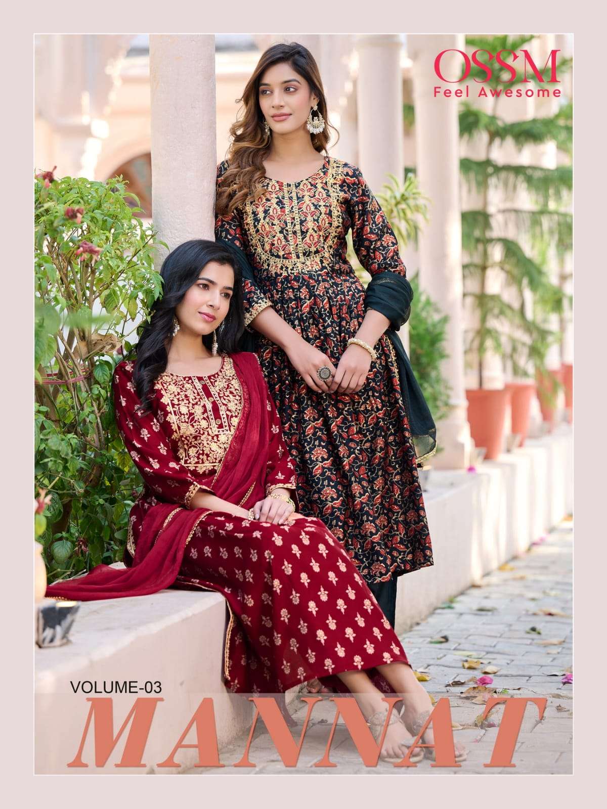 MANNAT VOL-3 BY OSSM 101 TO 106 SERIES BEAUTIFUL SUITS COLORFUL STYLISH FANCY CASUAL WEAR & ETHNIC WEAR MODAL CHANDERI PRINT DRESSES AT WHOLESALE PRICE
